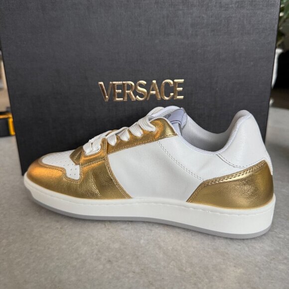 Versace Medusa Gold/White Leather Women's Sneaker Shoe, 1014316, multiple sizes - Picture 6 of 13